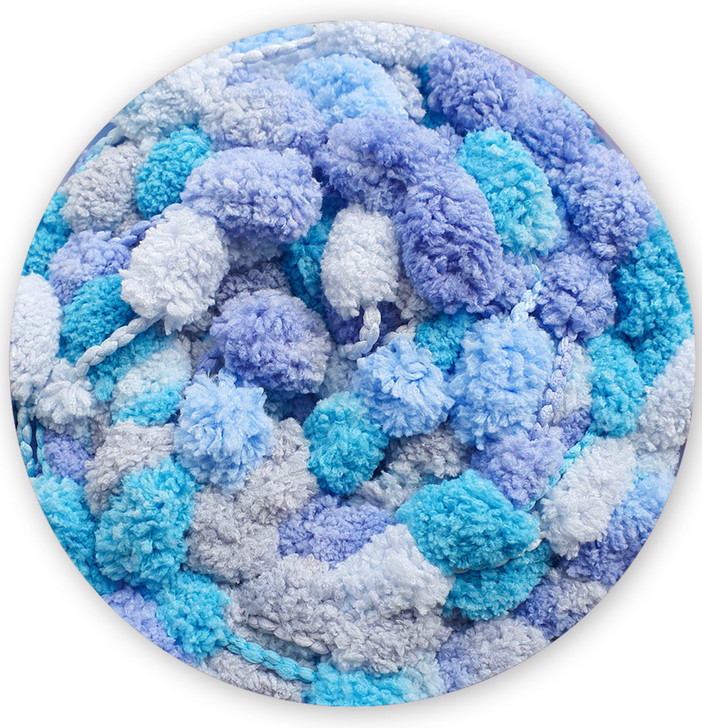 James C. Brett Munchkin Super Chunky Pom Pom Yarn - Ultra-Soft 100% Polyester for Cozy Texture & Playful Pom-Pom Details - Perfect for Blankets, Cushions, & Accessories