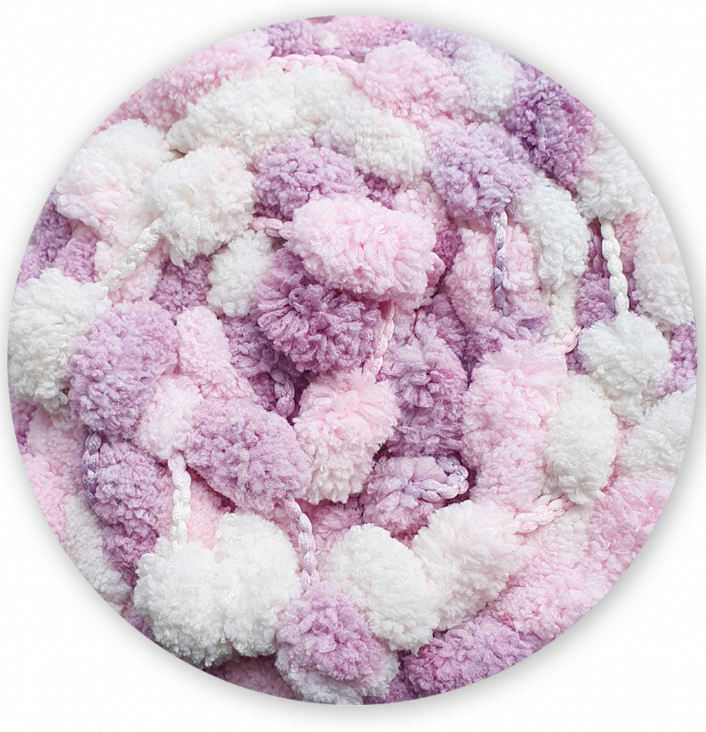 James C. Brett Munchkin Super Chunky Pom Pom Yarn - Ultra-Soft 100% Polyester for Cozy Texture & Playful Pom-Pom Details - Perfect for Blankets, Cushions, & Accessories
