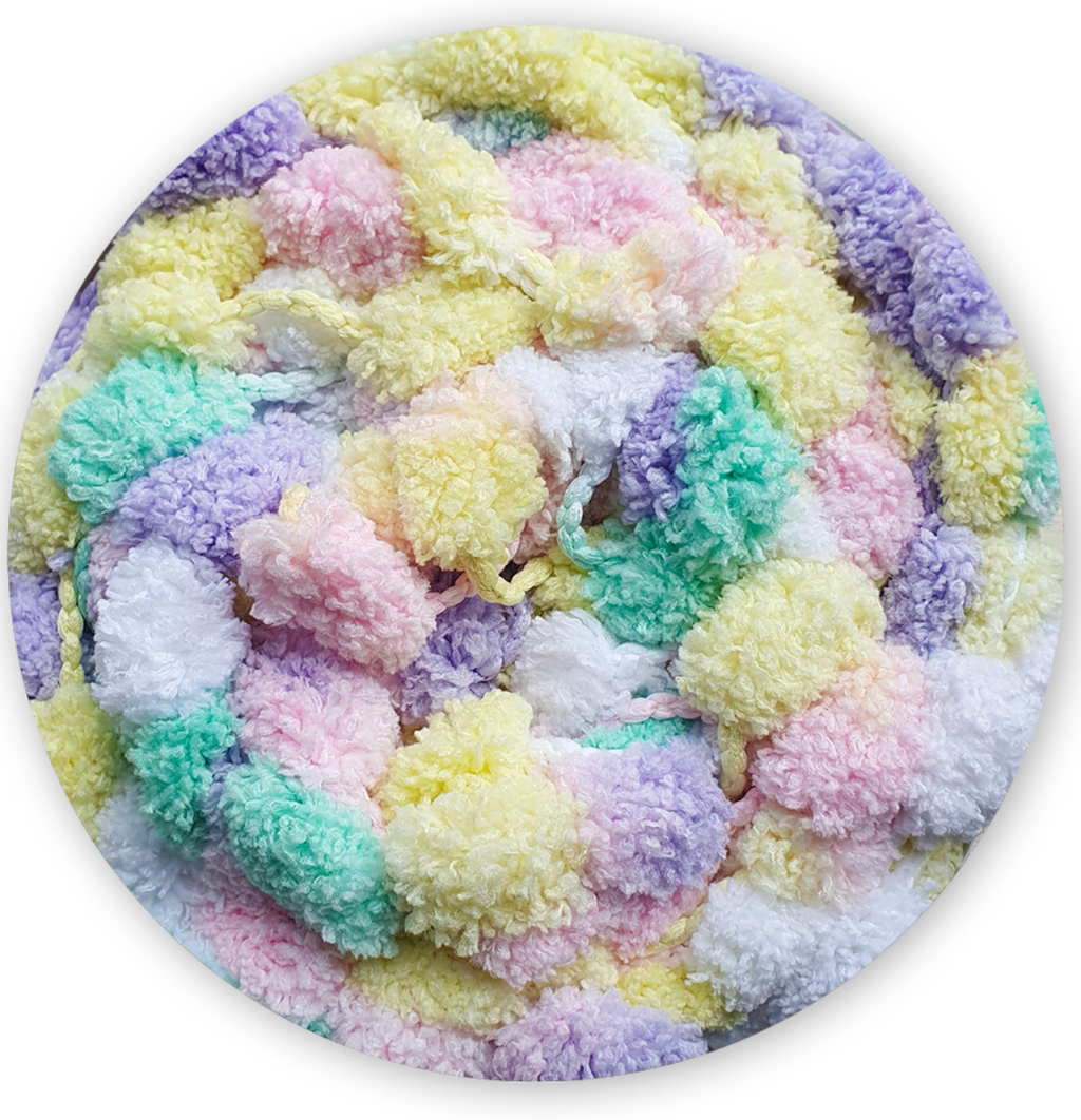 James C. Brett Munchkin Super Chunky Pom Pom Yarn - Ultra-Soft 100% Polyester for Cozy Texture & Playful Pom-Pom Details - Perfect for Blankets, Cushions, & Accessories