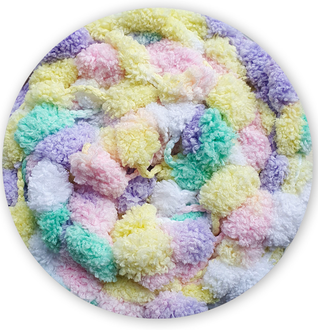James C. Brett Munchkin Super Chunky Pom Pom Yarn - Ultra-Soft 100% Polyester for Cozy Texture & Playful Pom-Pom Details - Perfect for Blankets, Cushions, & Accessories
