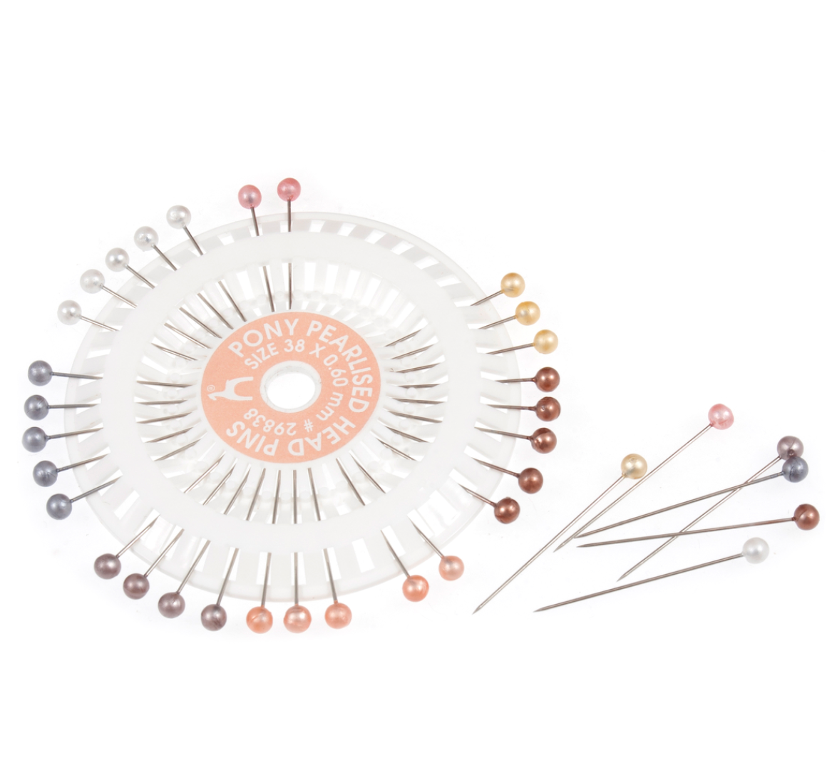 Metallic Pearl Head Pins: Assorted Colours