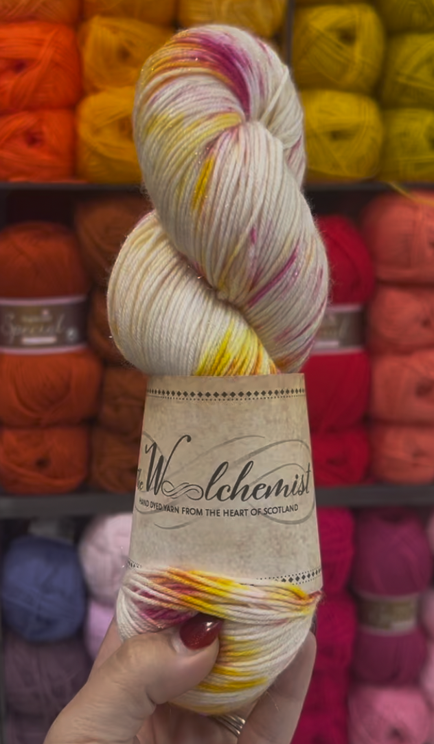 The Woolchemist Hand-Dyed Sparkle Sock Yarn – 4ply