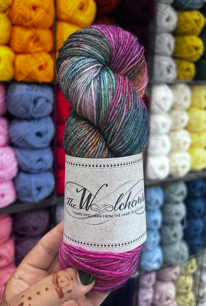 The Woolchemist Hand-Dyed Sparkle Sock Yarn – 4ply