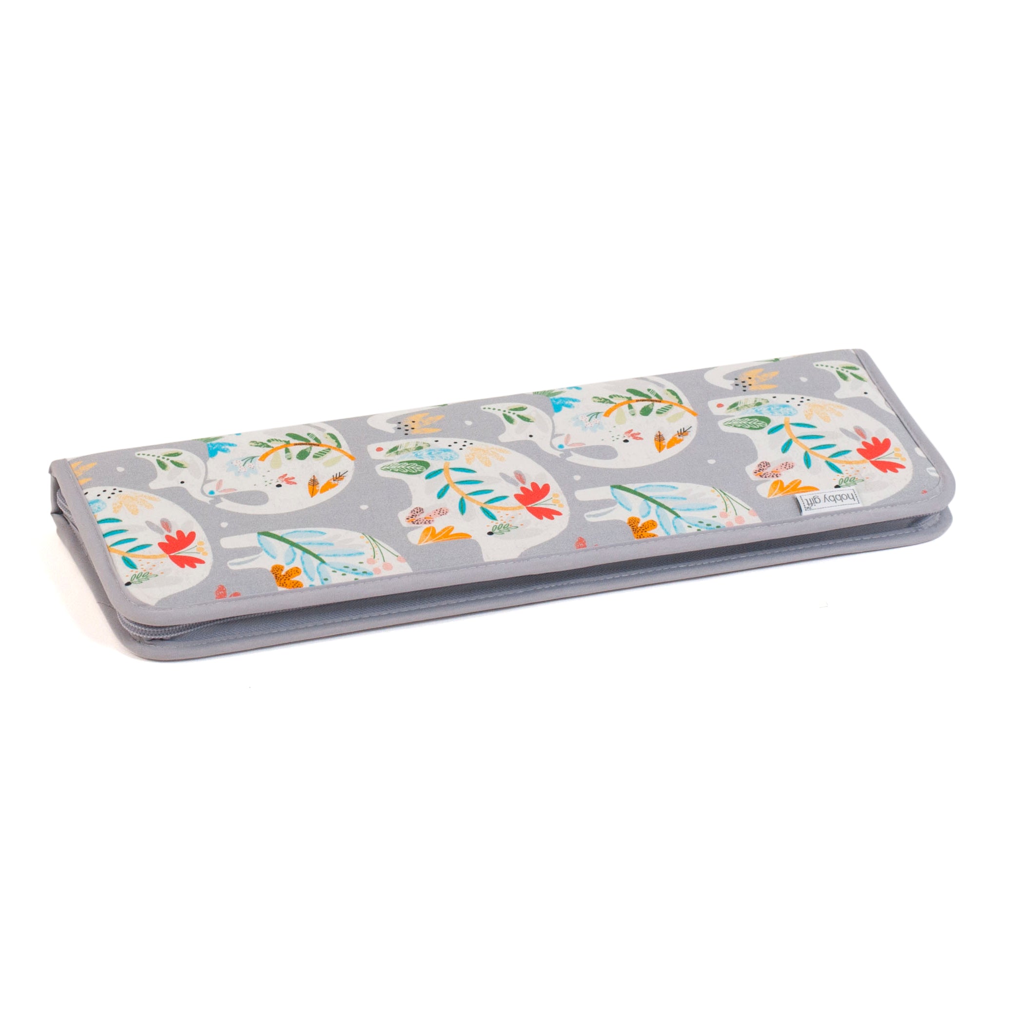 Elephants Knitting Pin Case: with Tape Measure Trim