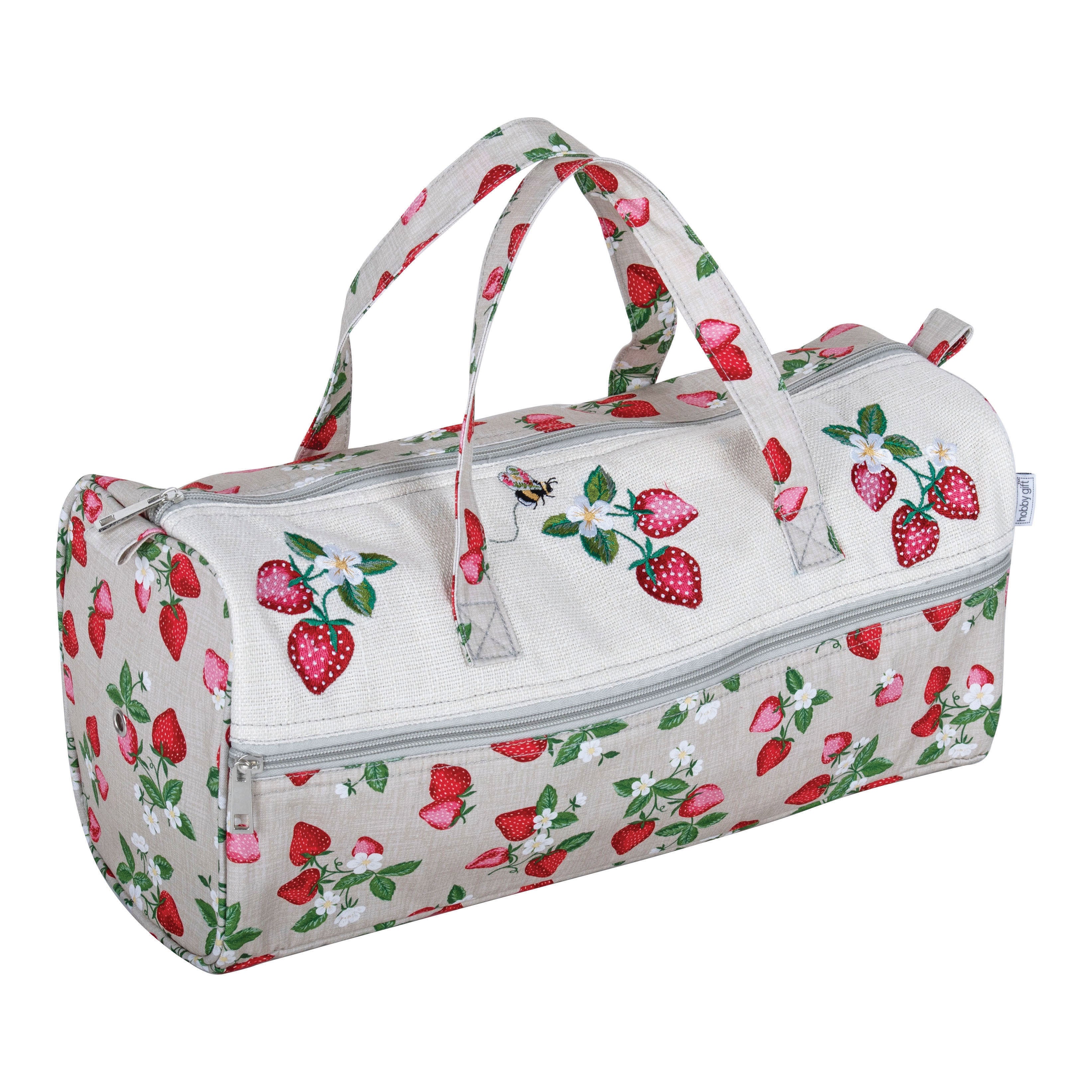 Embroidered: Strawberry Greenhouse Knitting Bag