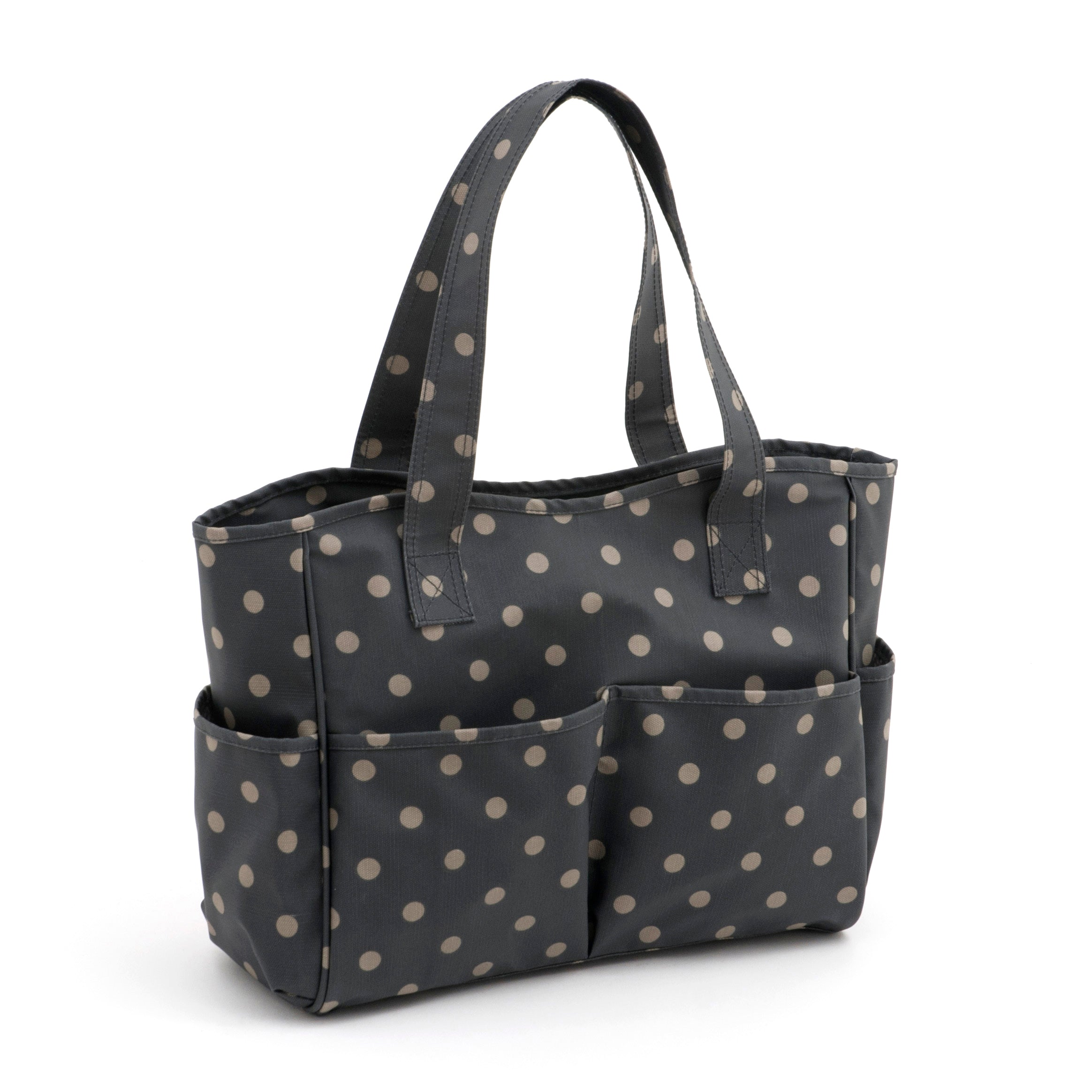 Charcoal Polka Dot Craft Bag: Matt PVC